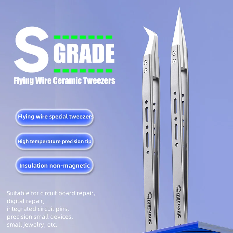 Electronic Repair Tutorial - Mechanic S-grade Ceramic Tweezers Non-magnetic Precision